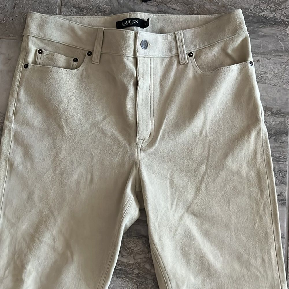 Lauren Ralph Lauren Goat Suede Straight Leg Pants, NWT, Size 12 - Picture 6 of 12